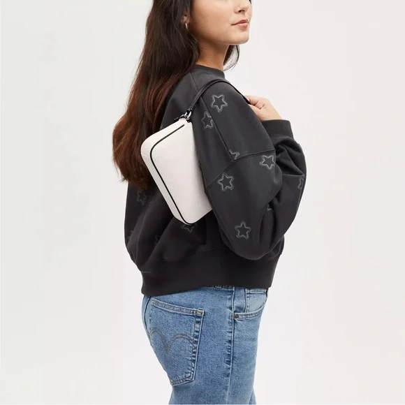 NWT Coach Nolita 19 Pebble Leather Large Wristlet Pochette Bag Chalk Black CP490 - Picture 9 of 9